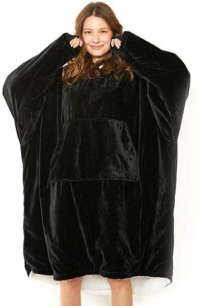 Hoodie, Ultra Plush Blanket, One Size fit all – Black