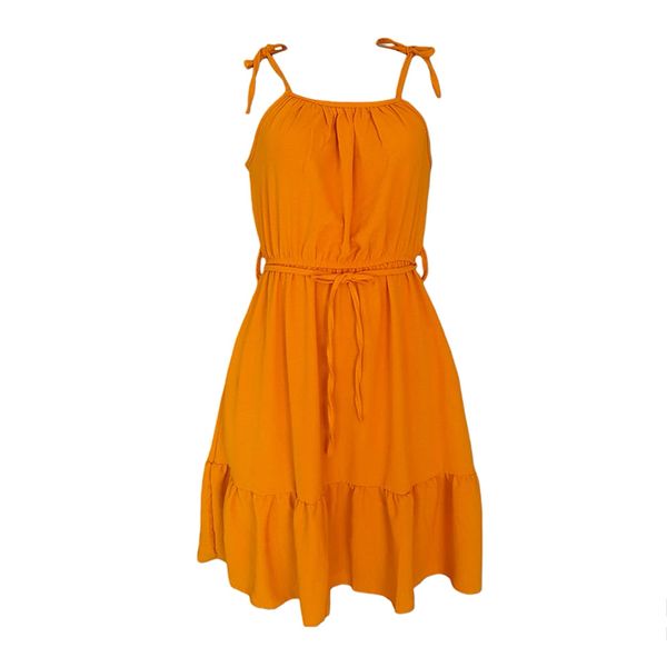 Ladies Mustard Summer Dress - String Tie