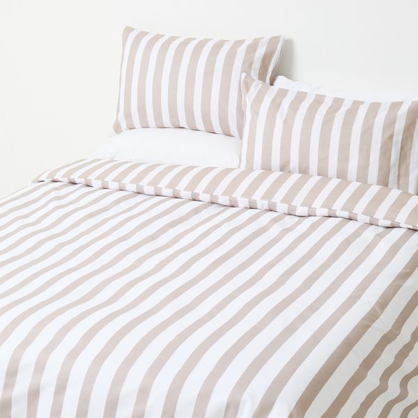 George &amp; Mason - Timeless Stripe reversible Duvet Cover Set - White/Natural