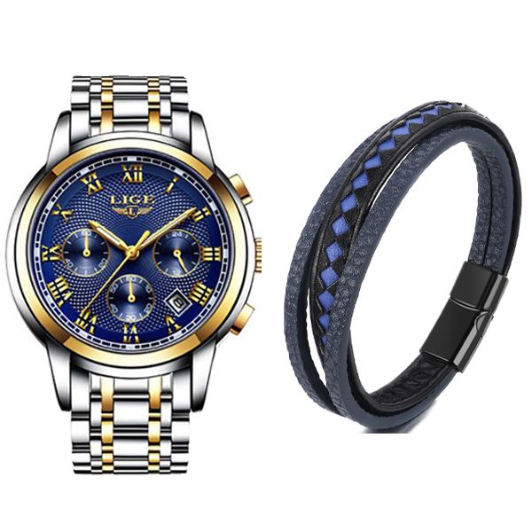 LIGE Full Steel Chronograph Watch For Men