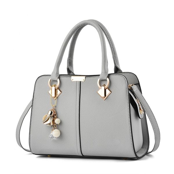 Stylish Grey PU Leather Shoulder Bag