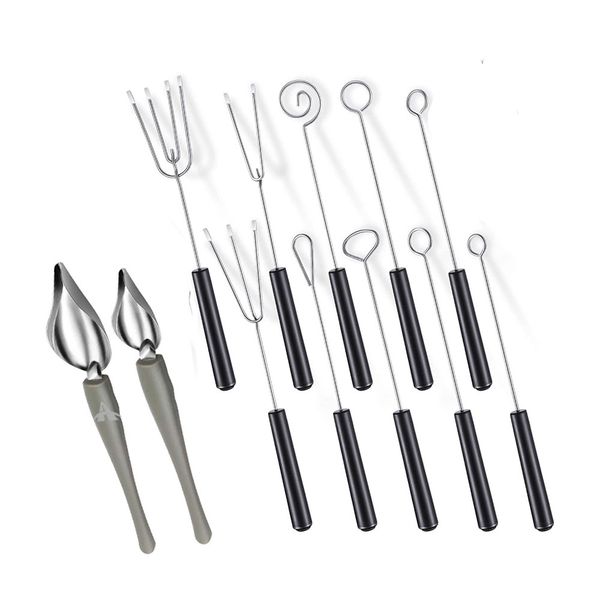 12 Pieces Candy Dipping Tools Set Chocolate Fork Spoons Chef Art Pencil
