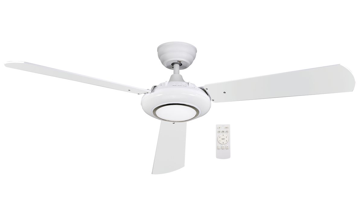 FCF085 WHITE: Dual-Tone Reversible Blade Ceiling Fan with LED Light