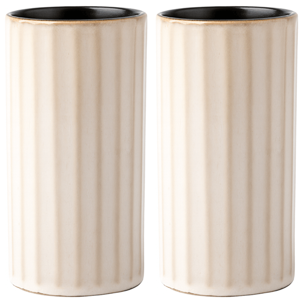 2 Pack Porcelain Vertical Pattern Utensil Holder - Cream