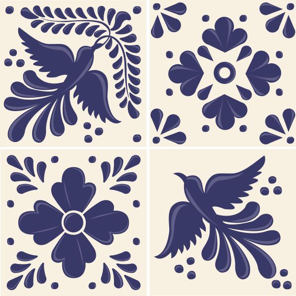 Navy Mexican Tile Wall Stickers