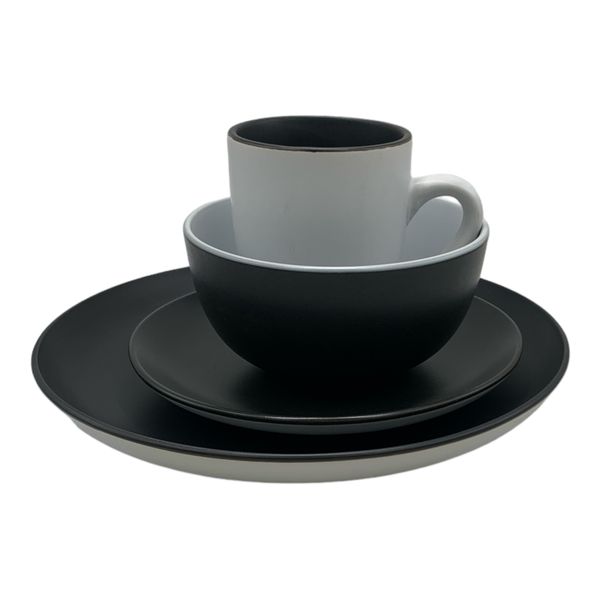 Dinner Set 16 Piece Stoneware Lipped Border