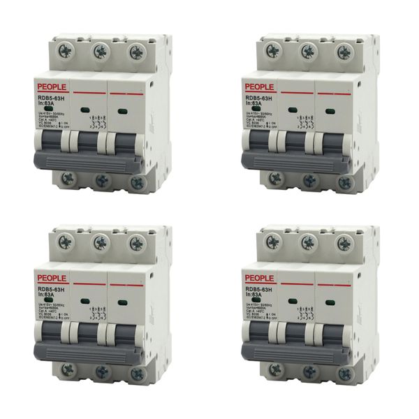 PEOPLE RDB5-63H C63-3P 63A Three Pole Circuit Breakers - 4 Pack