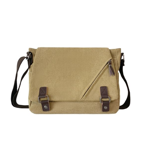 Male Messenger Bags Boy Canvas Bags-Khaki