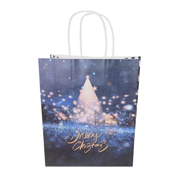 Pack of 12 - Kraft Paper Christmas Gift Bag Party Gift Bag| 27cm x 22cm - E