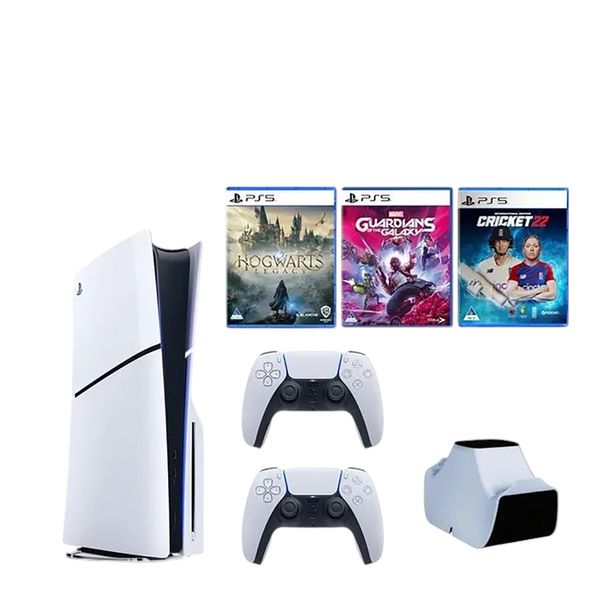 PlayStation 5 Slim Bundle 2 Controllers, Twin-Charger &amp; 3 Games