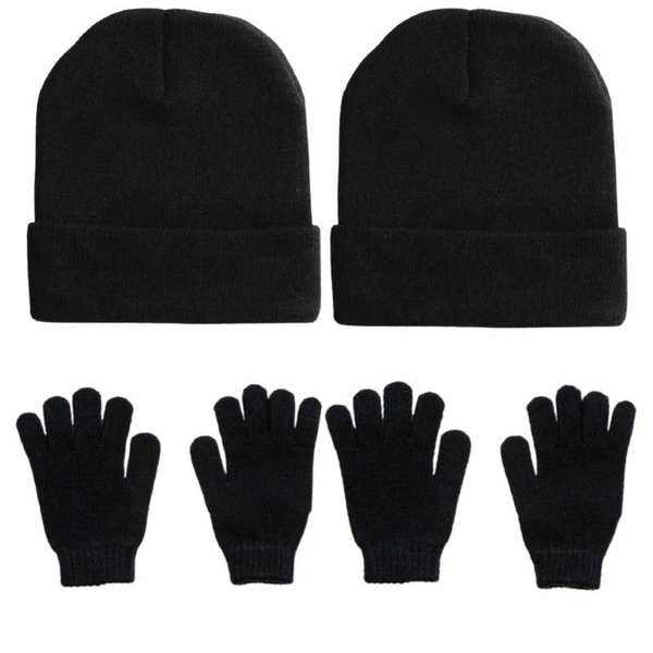 9T9 Store-Knitted Beanie &amp; Gloves - 2 Pack