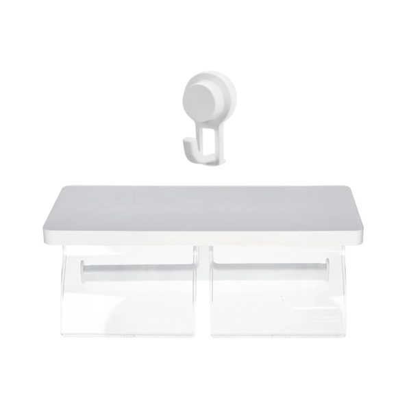 Double Toilet Paper Holder and Wall Hook with Suction Cup