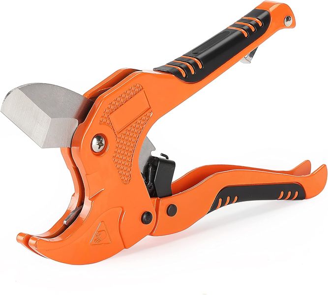 PVC Pipe Cutter, Cuts up to 1-1/4", Ratcheting PVC Pipe Cutter Tool