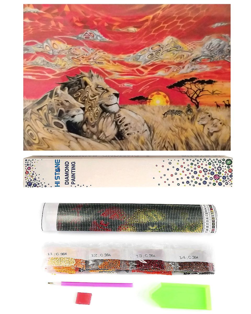 Diamond dot painting 40x50cm Lions (73363) Buy Online in South