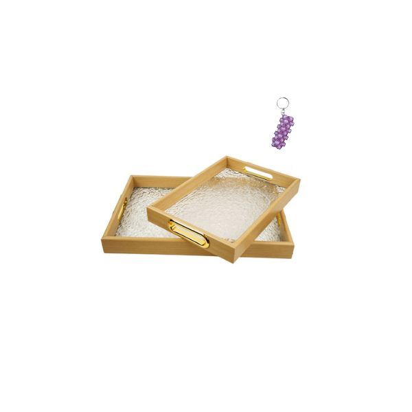 2 Piece Gold Ceramic Serving Tray And A Keyholder