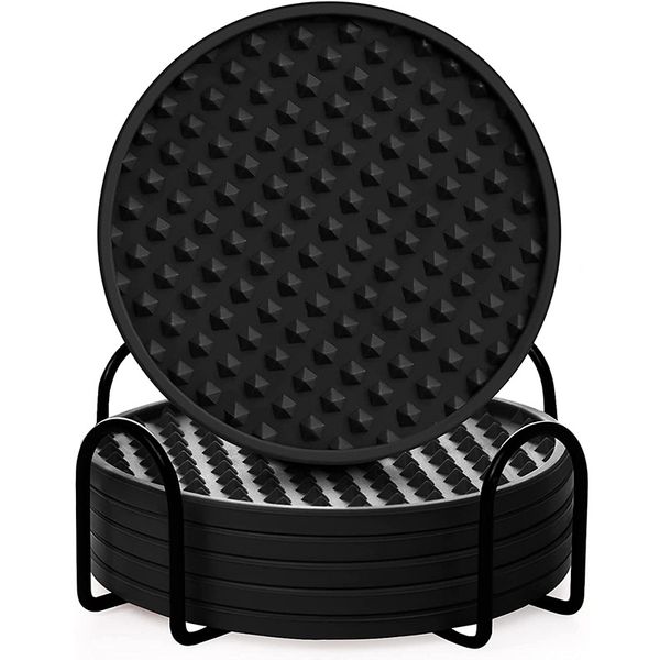 6pcs Desktop Anti Slip Beverage Coasters, Heat-Resistant Cup Plates