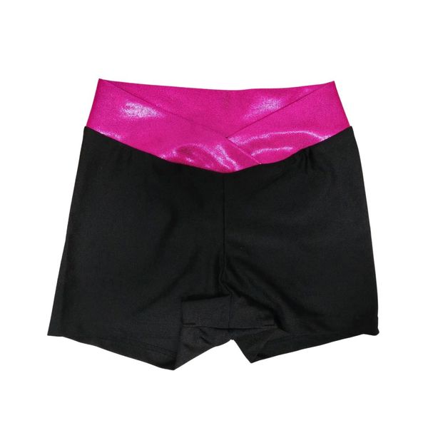 Girls Hipster Gymnastics Hotpants with Colour Contrast Waistband
