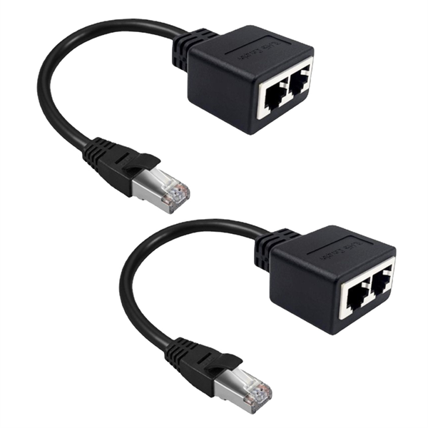 2 Pc 1 in 2 Ethernet Lan Network Adapter Cable Rj45 1 Male To 2 Female