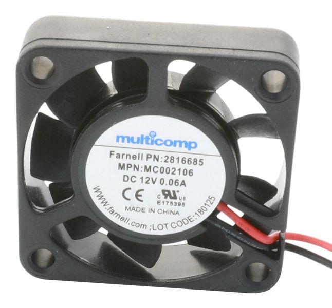 Multicomp Pro (MC002107) DC Axial Fan, 12 V, Square, 40 mm, 10.5 mm