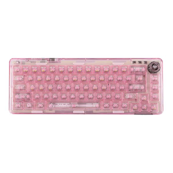 Aula F68 Transparent Wireless White Switch Mechanical Keyboard - Pink