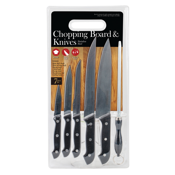 7-Piece Deluxe Chopping Board and Knives Set