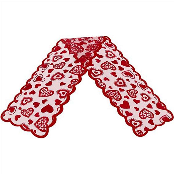 Valentines Day Decor Table Runner 13 X 72 Inch Red Lace Table Runner