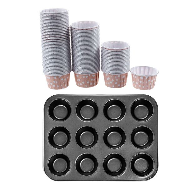 Heavy Duty Carbon Steel Cupcake Baking Tray 12 Cup Cupcake Shaped