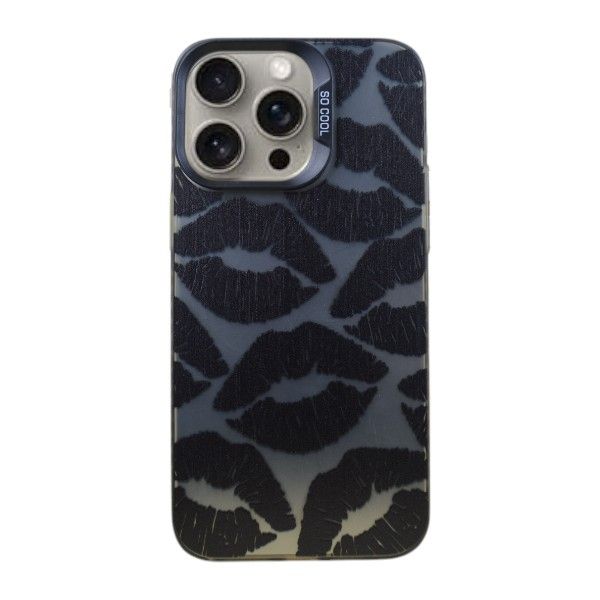 Midnight Kiss Lip Print Phone Case Compatible With IPH 15 Pro Max - Silver