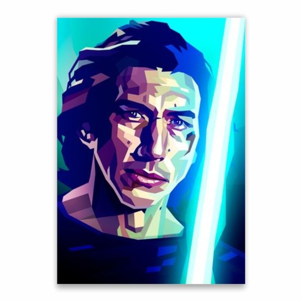 Ben Solo Blue Lightsaber Poster - A1
