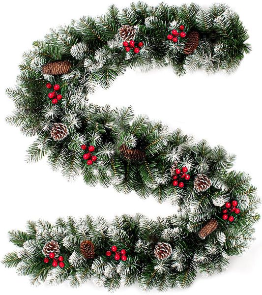 St Charles Snowy Christmas Garland wih Pine Cones and Berries -150cm
