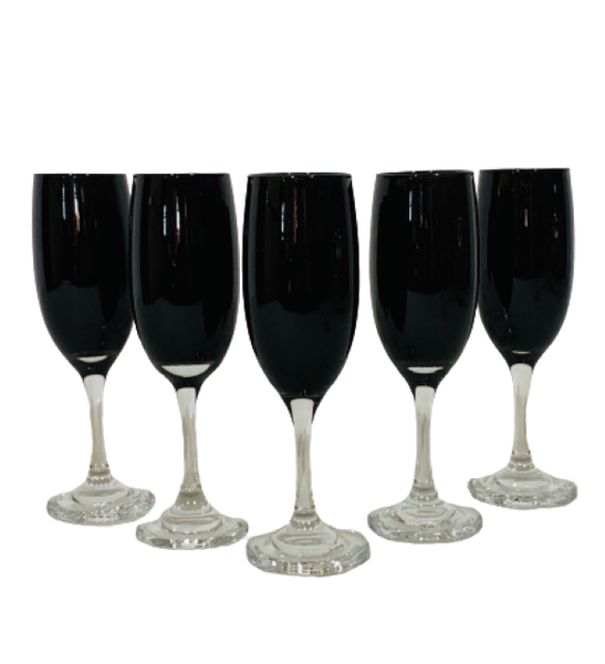 Champagne Glasses 190 ml 6 Piece - Black