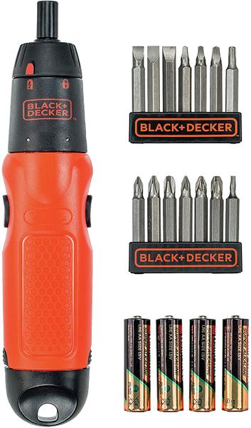 BLACK+DECKER 6V Cordless Screwdriver + 4X AA Batteries + 5 pc Screwbit set