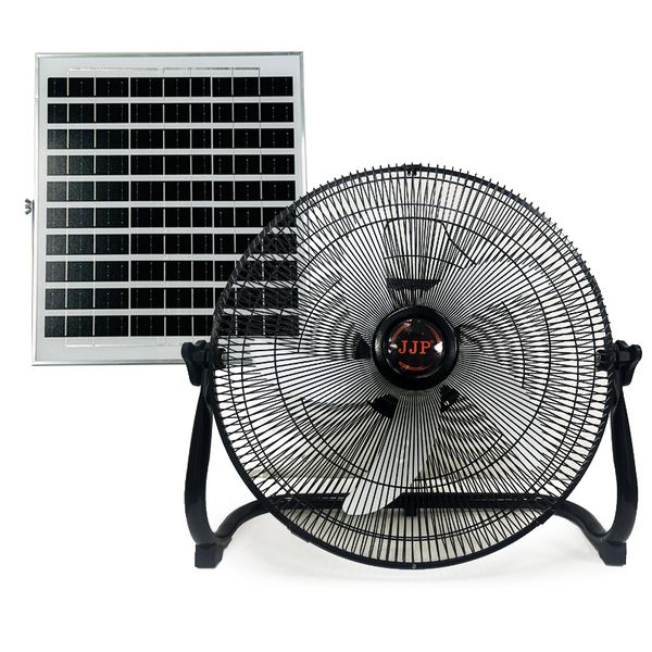 JJP Solar fan Portable rechargeable fan Black 16i nch