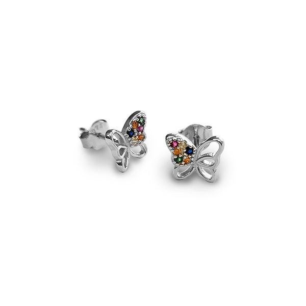Butterfly Stud Earrings with CZ Stones