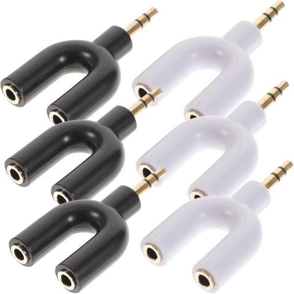 6 Pcs Headphone Splitter Adapter U-Shaped Audio Jack Adapter for Sharing