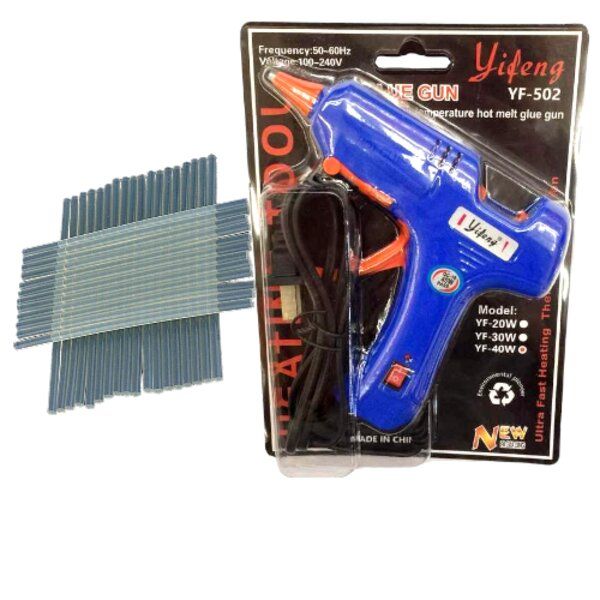 40W Electric Hot Glue Gun - Blue With 20 Glue Sticks