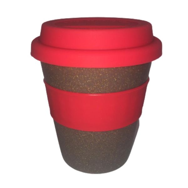 Cafe Latte Bamboo Travel Mug With Silicone Sleeve White 300 ml