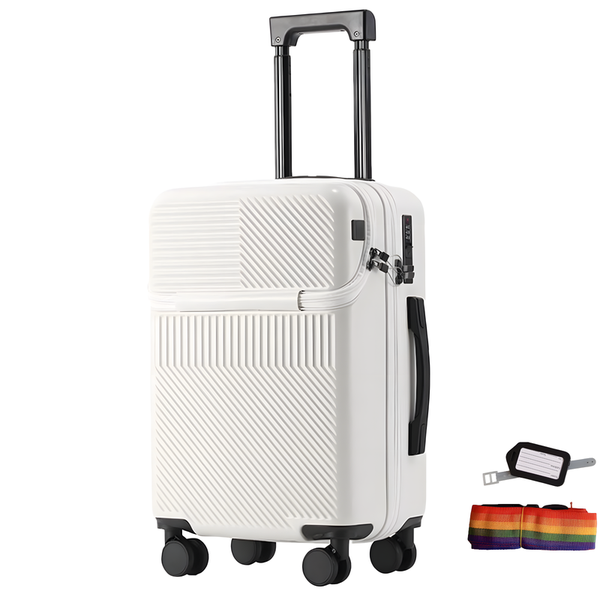 Front Access 20" Carry-On Luggage Hard Shell Spinner Laptop Pocket