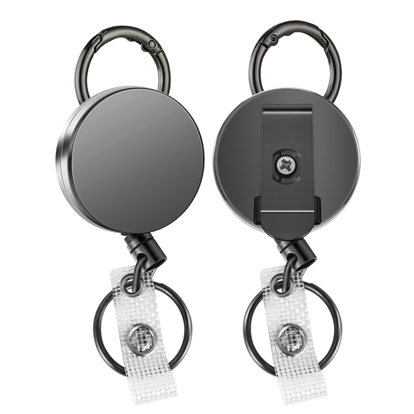Heavy Duty Retractable Badge Holder Reels, Metal ID Belt Clip Key Ring