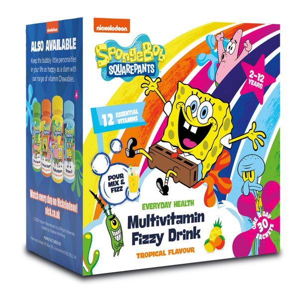 SpongeBob SquarePants Multivitamin Fizzy Drink - Tropical - 30 Sachets
