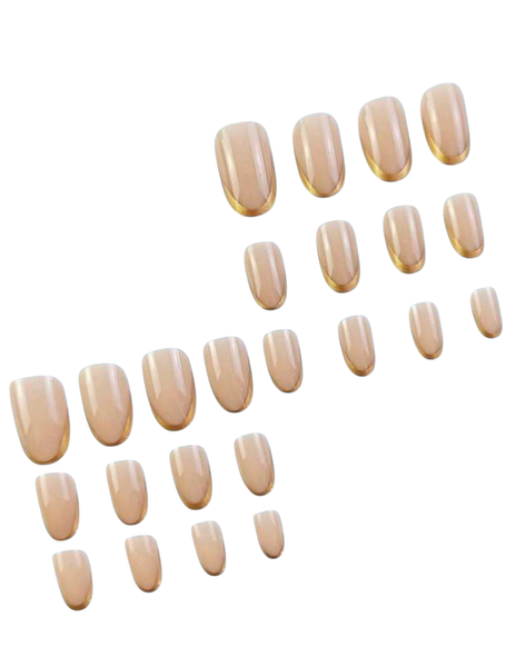 24-Piece Gloss Pink &amp; Gold French Tip Press-On Nails