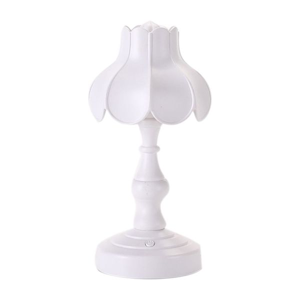 White Retro Lotus - Leaf Desk Lamp (3 Light Sources)
