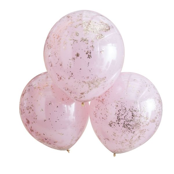 Mix It Up - Double Layered Pink &amp; Rose Gold Confetti Balloons