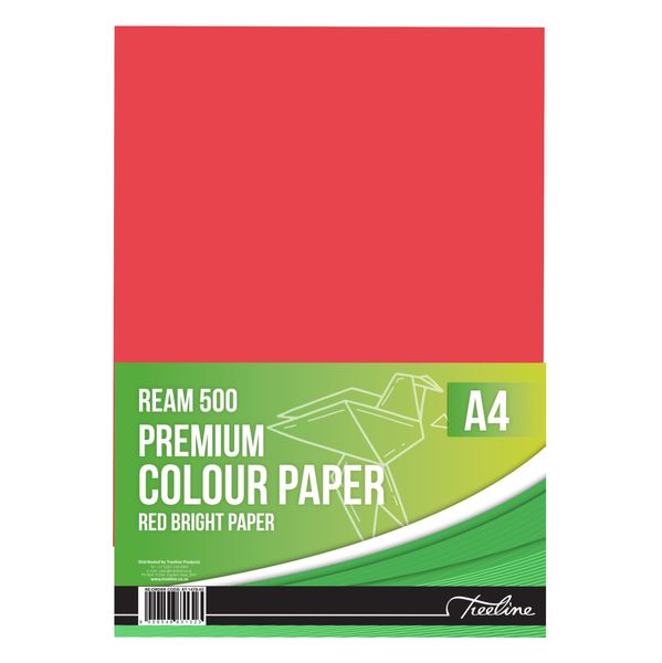 Treeline Colour Project Paper 80gsm - Ream of 500 Sheets - Deep Tint - Red