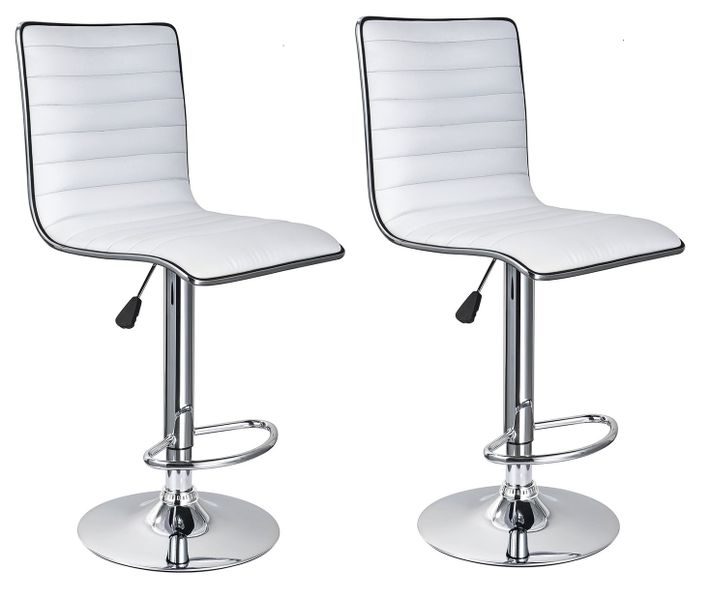 Bar Stools / Kitchen Counter Chairs - Set of 2 – White Colour