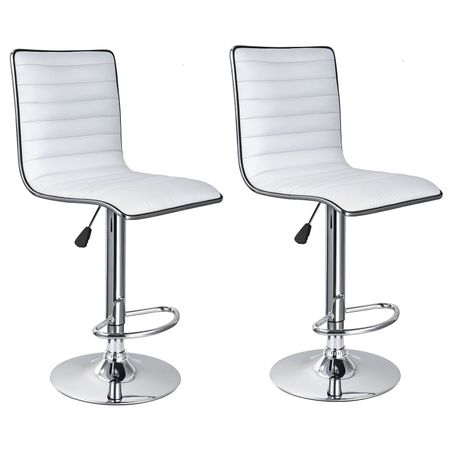 Bar Stools Kitchen Counter Chairs Set of 2 White Colour