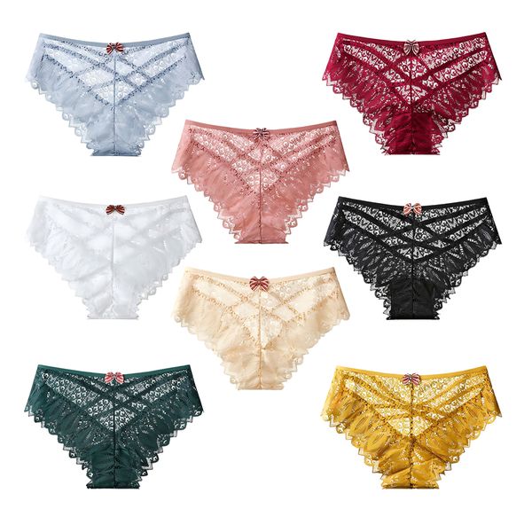 8-Pack Premium Lace Bow Cross Strap Mid-Rise Briefs