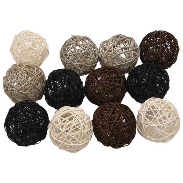 12-Pack Large Rattan Balls - Decorative Balls for Bowls, Vase Filler, Coffe