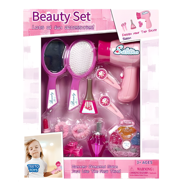 Beauty Set Toy with Hairdryer &amp; Accessories - Pretend Play Toys For Girls