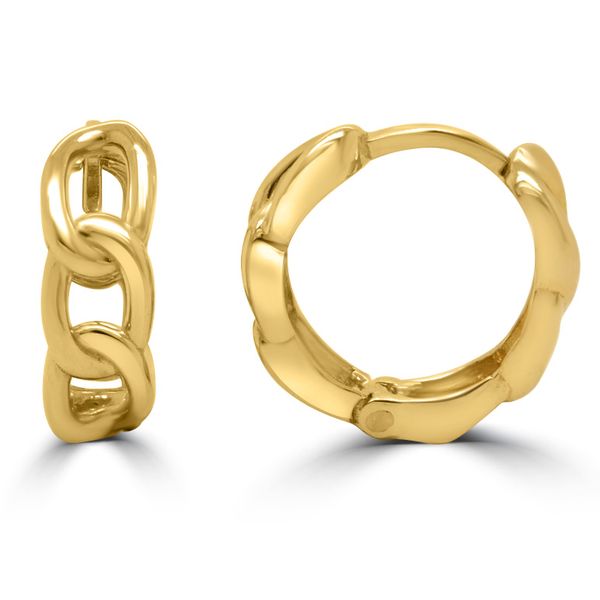Chain Link Hoop Earrings Set in 9ct Yellow Gold - Jack Friedman Jewellers